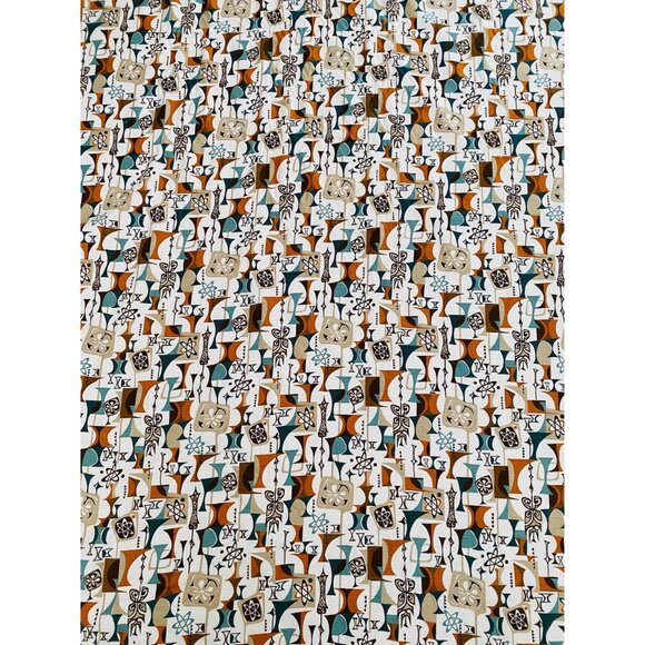 Robert Kaufman Atomic Barkcloth Fabric, MCM Tiki Print 3 Yards - Picture 3 of 10